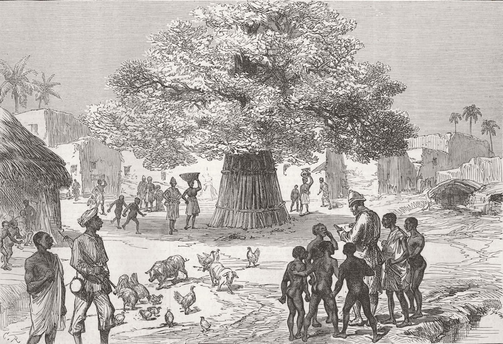 GHANA. Fetish Tree, village near Cape Coast Castle 1874 old antique print